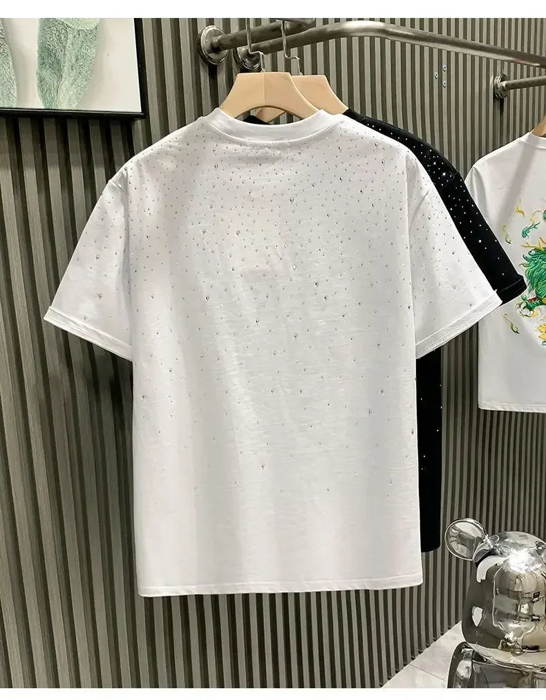 T-shirt estiva con strass T-shirt casual brillantini