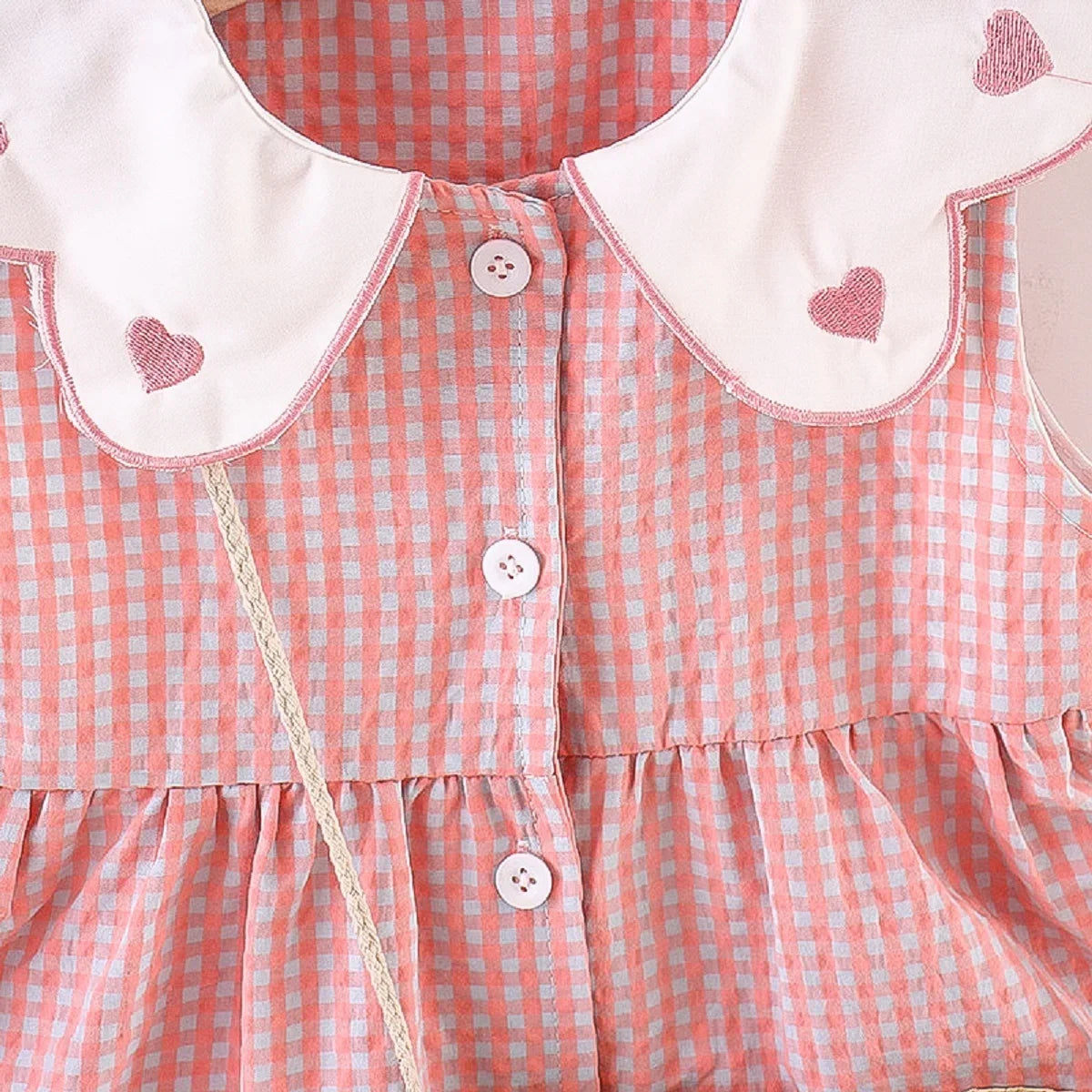 2 Pz Set Abito per bambina con ribavero ricamato