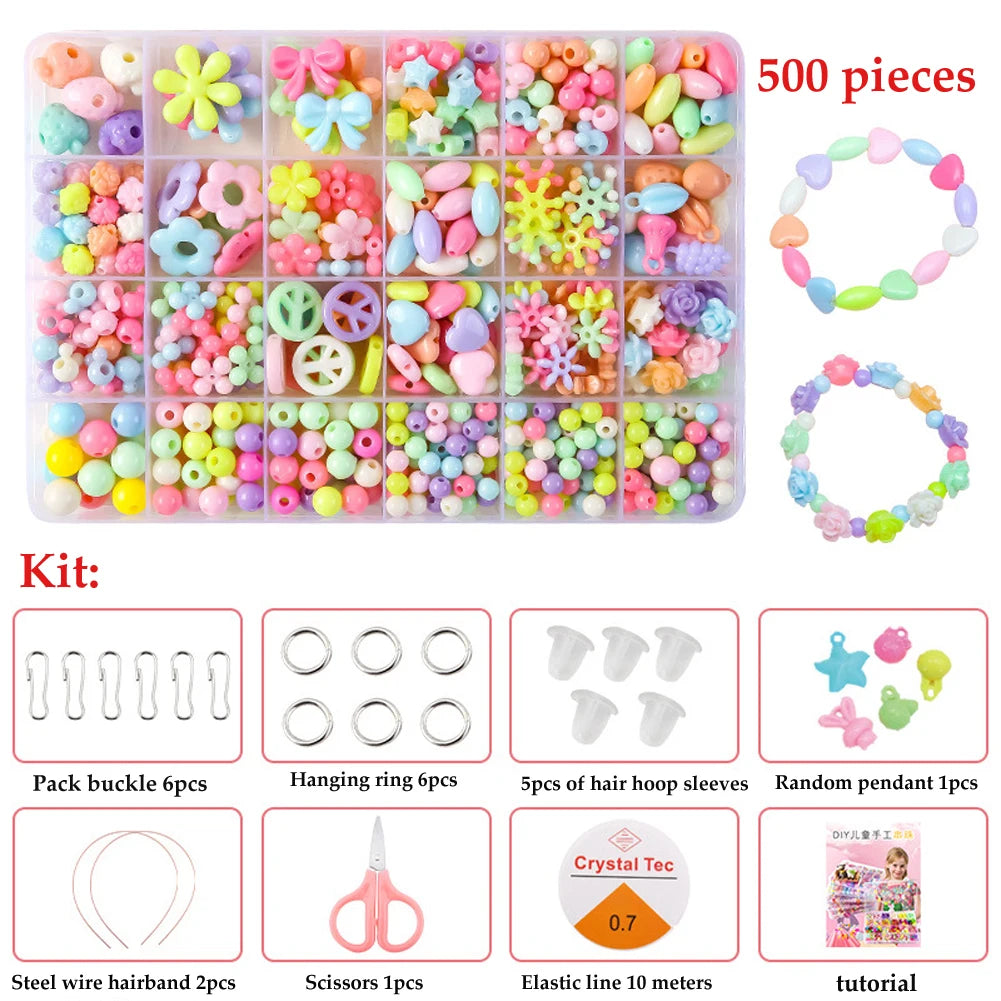 500 pezzi fai da te fatto a mano con perline per bambini creativo kit braccialetti collana gioielli