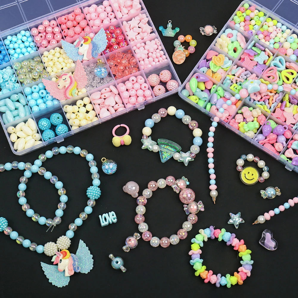500 pezzi fai da te fatto a mano con perline per bambini creativo kit braccialetti collana gioielli