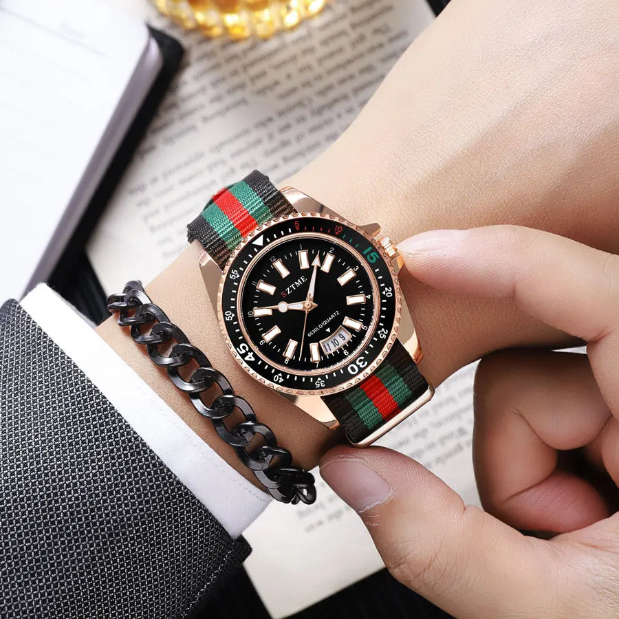 Orologio da uomo alla moda con cinturino in nylon, orologio al quarzo leggero