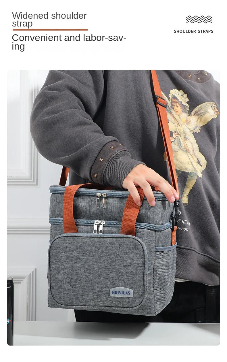 Borsa per il pranzo a doppio strato con isolamento termico di grande capacità
