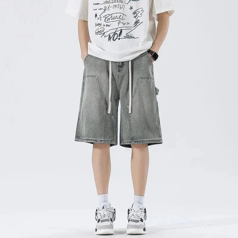 Pantaloncini di jeans da uomo larghi estivi Vintage Hip-hop Cargo Y2K