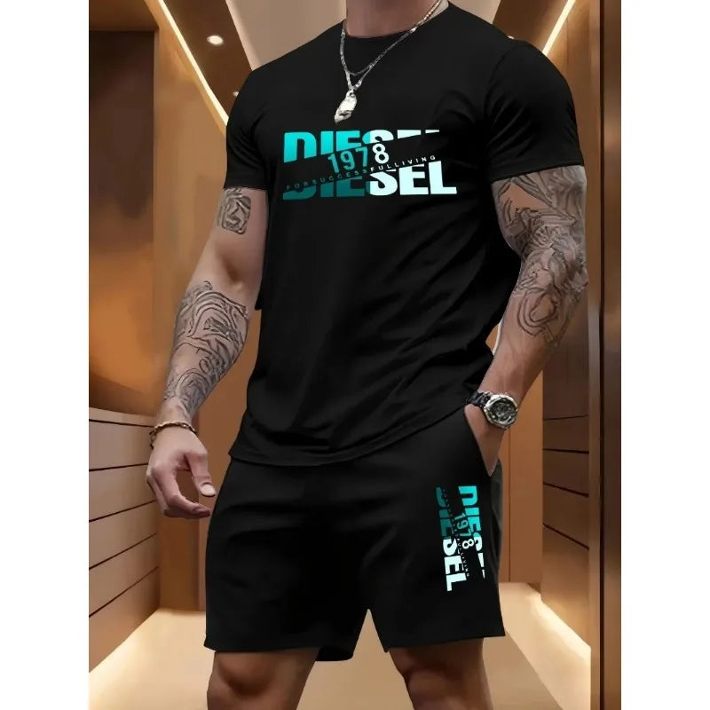 T-shirt + pantaloncini casual in 100% cotone stampata