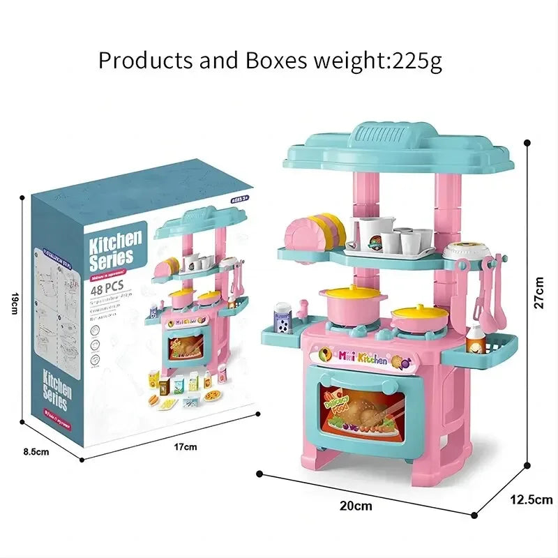Mini tavolo da cucina Play Set compreso di stoviglie, mestoli, pentole e tanto altro