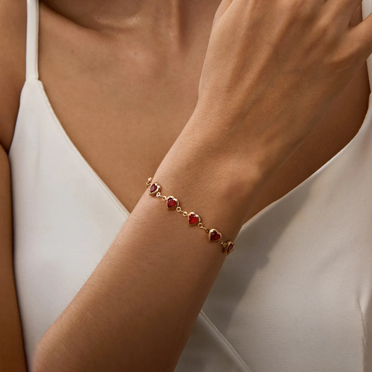 Eleganti braccialetti a catena in metallo con zircone in cristallo per donne