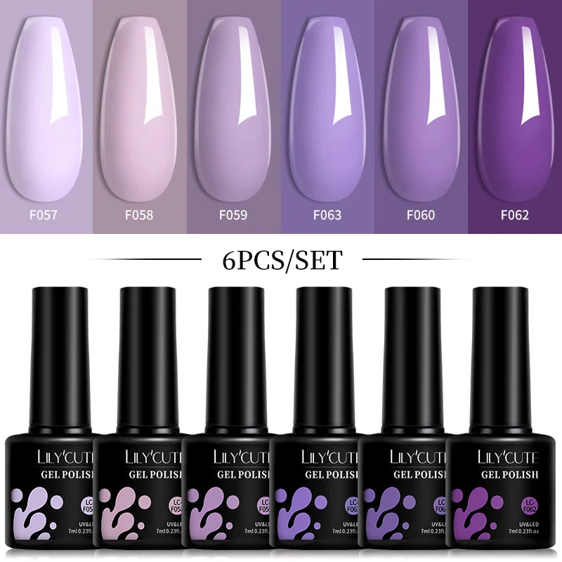 LILYCUTE 6 pezzi/set 7ML Gel Smalto per unghie semitrasparente 30 varianti di colore