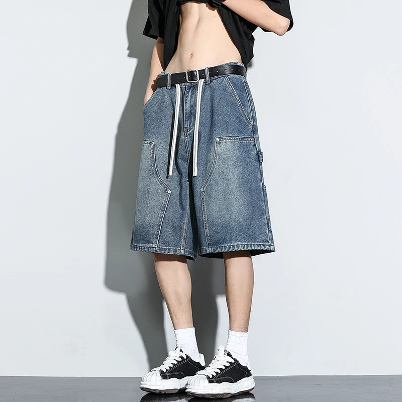 Pantaloncini di jeans da uomo larghi estivi Vintage Hip-hop Cargo Y2K