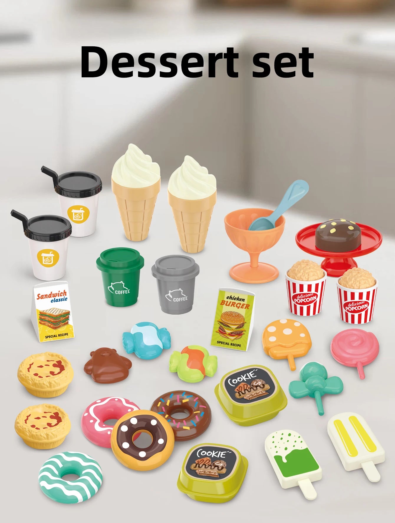 Giocattoli per bambini: gioco di finzione, barbecue, fast food, pizza, sushi, tè pomeridiano, dessert, cibo da cucina, set di giocattoli