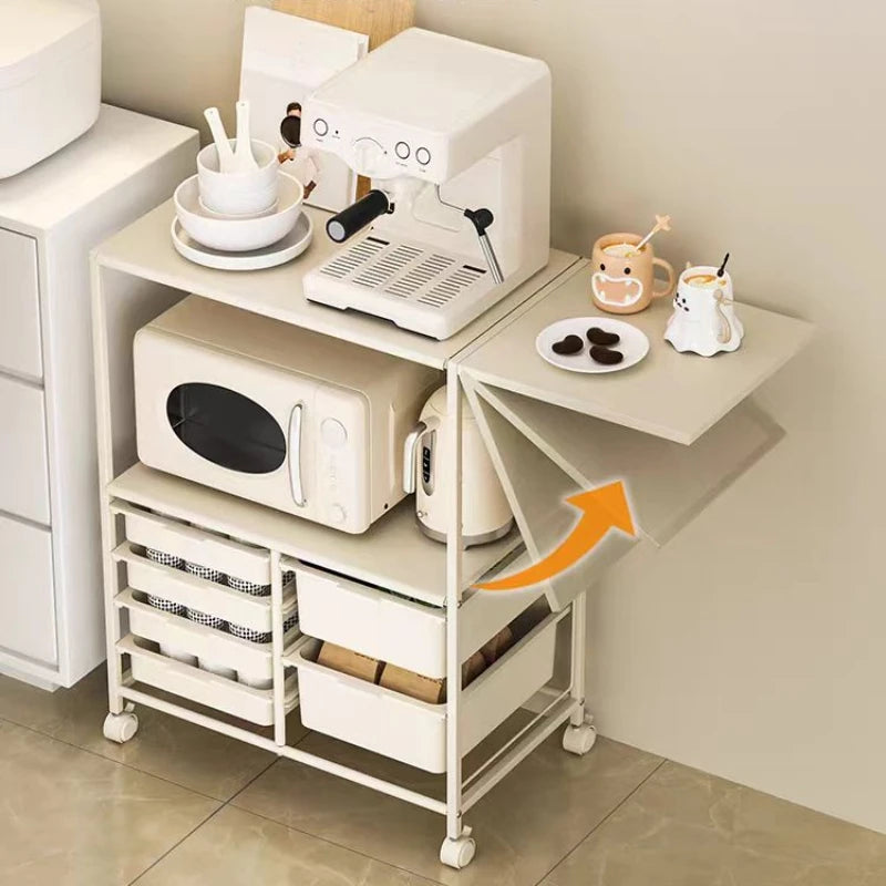 Carrello da cucina con 6 cassetti, credenza a rotelle, carrello per cassetti per sala da pranzo con mobili da cucina da tavolo estesi