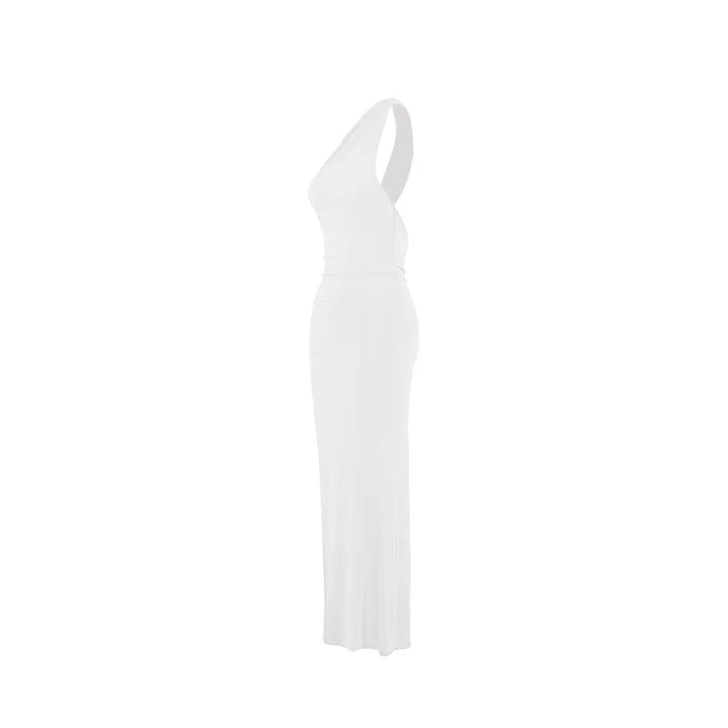 Abito da donna monospalla senza maniche da donna Sciarpa regolabile Loop increspato Backless