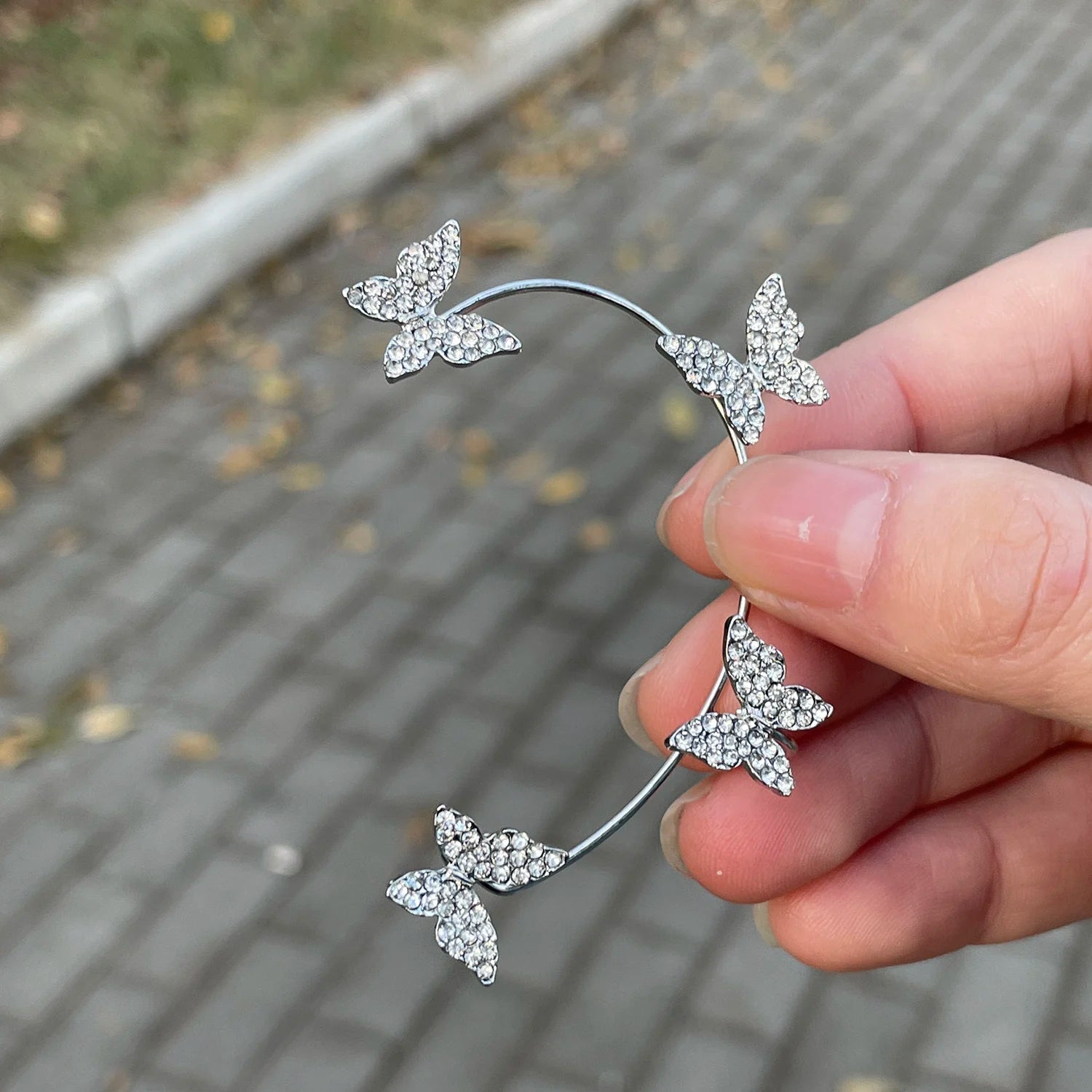 Clip per orecchie a farfalla in stile coreano senza piercing