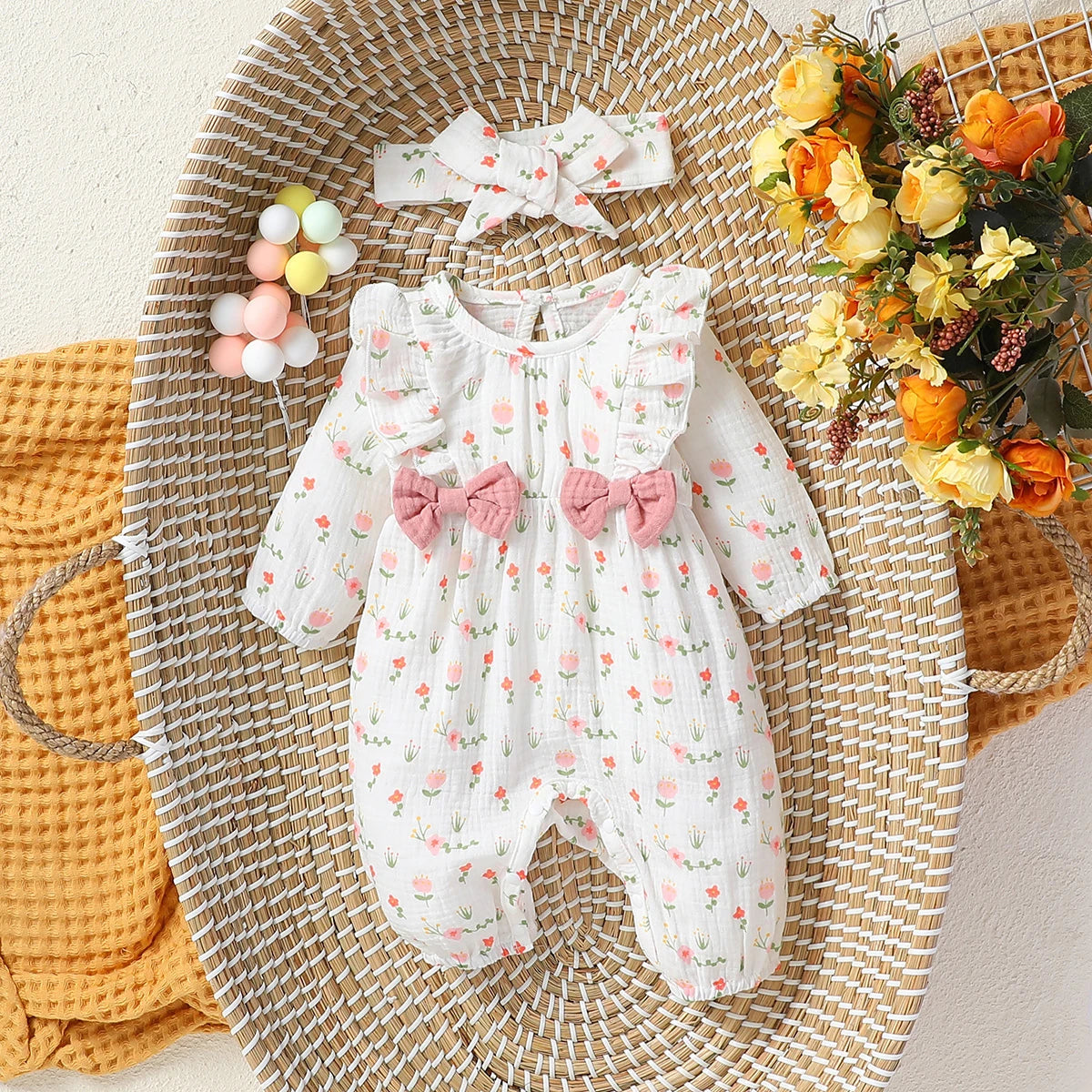 Baby Girls Summer Long Sleeve Completo neonati 0-1Y
