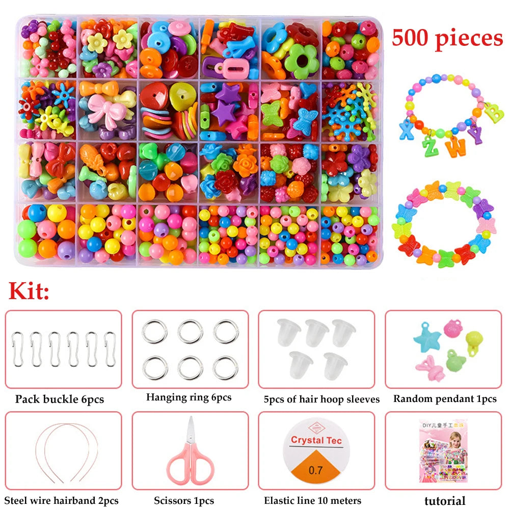 500 pezzi fai da te fatto a mano con perline per bambini creativo kit braccialetti collana gioielli