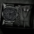 Set Business Men’s Gift Box Watch Set Fashion Trend Orologio al quarzo Bracciale Collana Anello