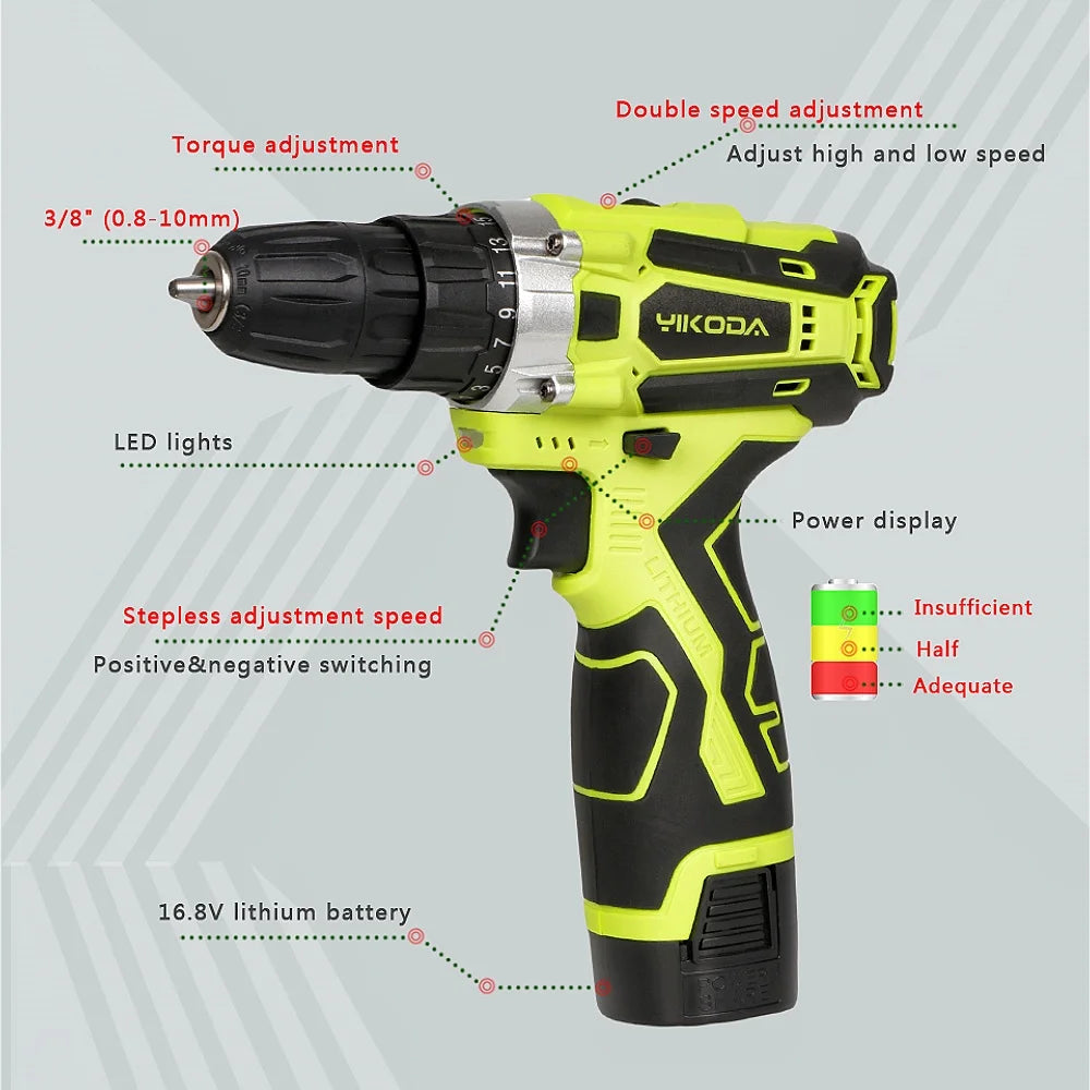 YIKODA 12V-21V Trapano a batteria al litio ricaricabile Produzione Polonia e produzione Cinese