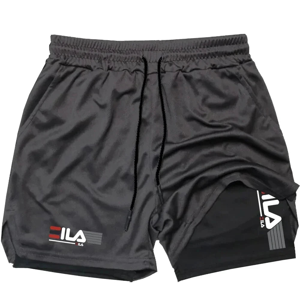Pantaloncini sportivi due in uno da uomo a doppio strato casual traspiranti FILA Premium Quality