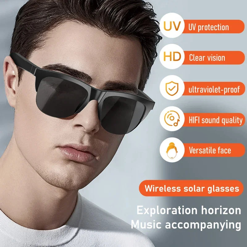 Nuovi occhiali da sole Smart Bluetooth V5.3 Occhiali da vista Cuffie sportive all’aperto HIFI Tecnologia  Anti-touch UV per uomini e donne