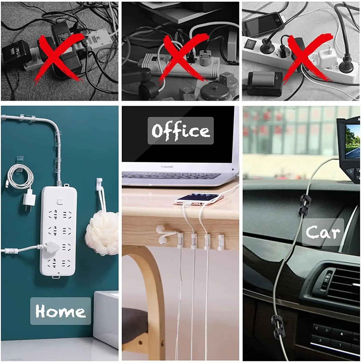 Organizzatori  per cavi autoadesivo Morsetto fisso Avvolgicavo per auto da ufficio e casa