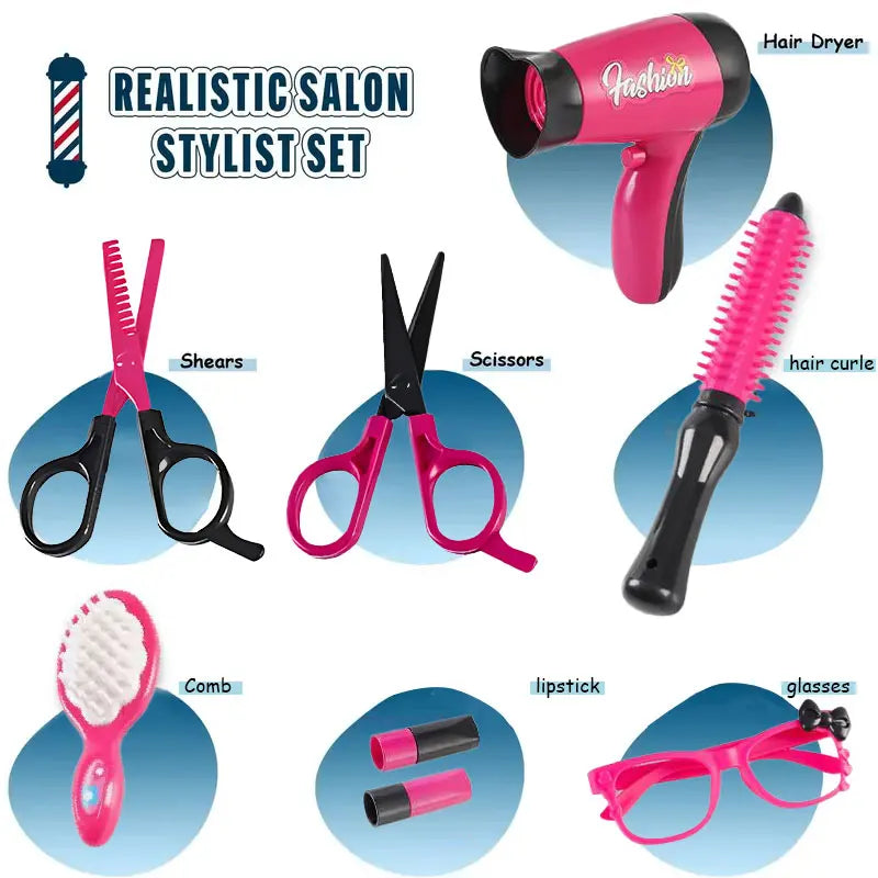 Girls Beauty Salon Set kit trucco per bambini finto parrucchiere