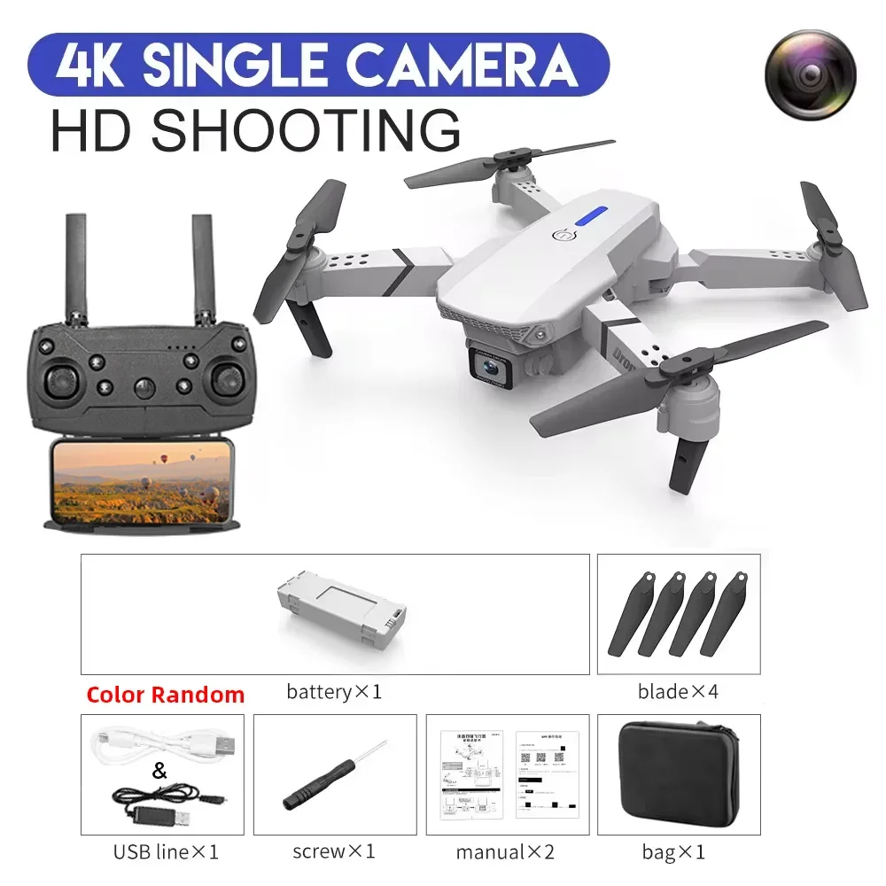 E88 Pro WiFi FPV Drone - Single/Dual 4K/1080P Camera, Grandangolare HD, Altitude Hold, pieghevole
