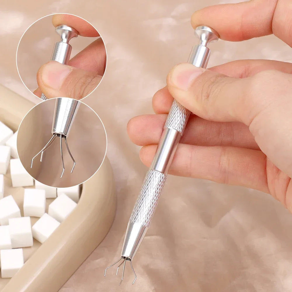 Mini spugna quadrata per nail art con 4 artigli + Set di afferratore in Multiuso vari set 50/100/150/200pz