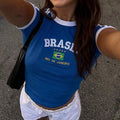 T-shirt estiva per le donne Brasile Crop Top Casual