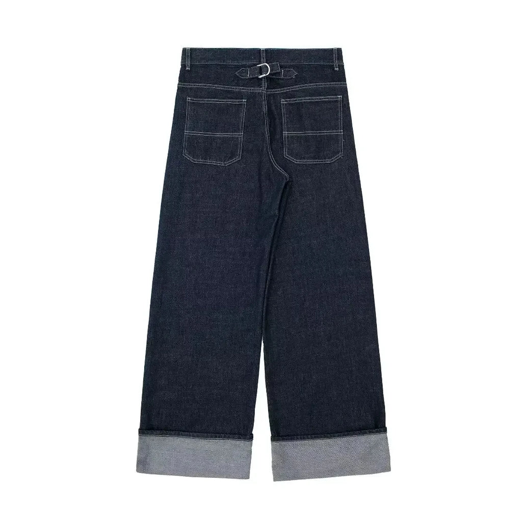 Set Casual Risvolto Manica Lunga Crop Giacca Bottoni Femminile Vintage Gamba Larga Jeans