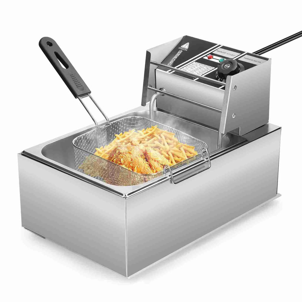 Friggitrice elettrica multifunzionale 1500W 6L Friggitrice di grande capacità con cestello di filtrazione dell’olio per cucina