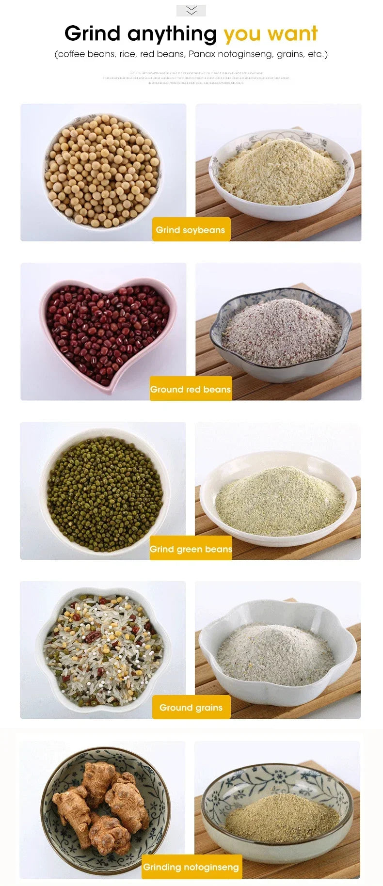 Mini smerigliatrice elettrica 300ml polverizzatrice ultrafine per alimenti per bambini Pepe spezie caffè mulino per cereali con 2/4 lame per uso domestico