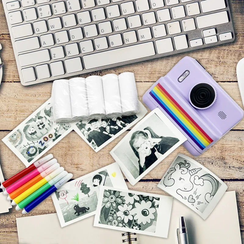 Fotocamera istantanea con scheda di memoria da 32 GB e matita colorata, doppia fotocamera, torcia, il regalo perfetto per ragazzi e ragazze.