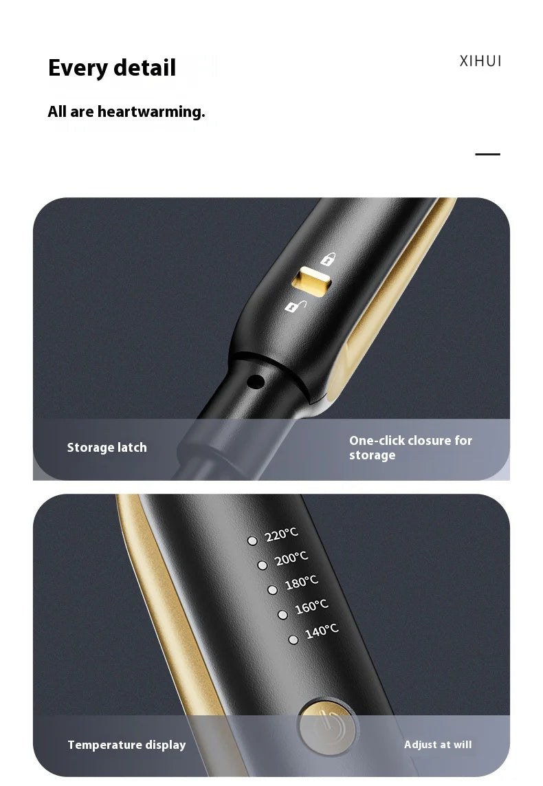 Mini piastra per capelli e bigodino 2 in 1 - Riscaldamento rapido in ceramica 140-220°C