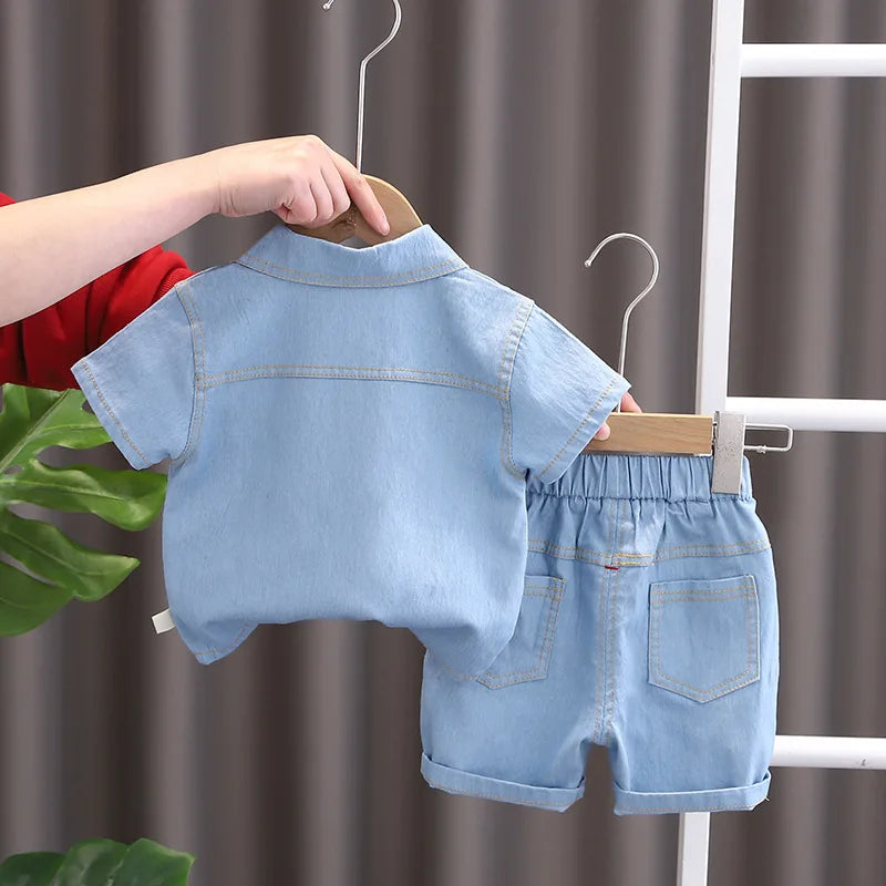 Top in denim + pantaloni di jeans 2 pezzi/set Abiti casual per neonati