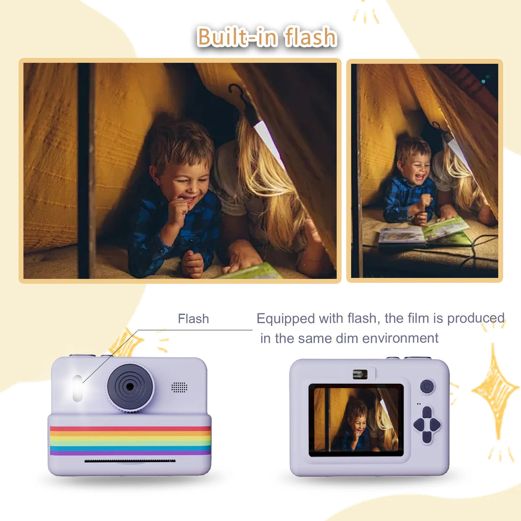 Fotocamera istantanea con scheda di memoria da 32 GB e matita colorata, doppia fotocamera, torcia, il regalo perfetto per ragazzi e ragazze.