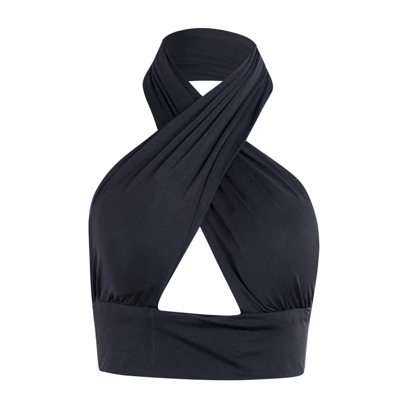 Top donna Senza maniche Wrap Front Sexy Backless