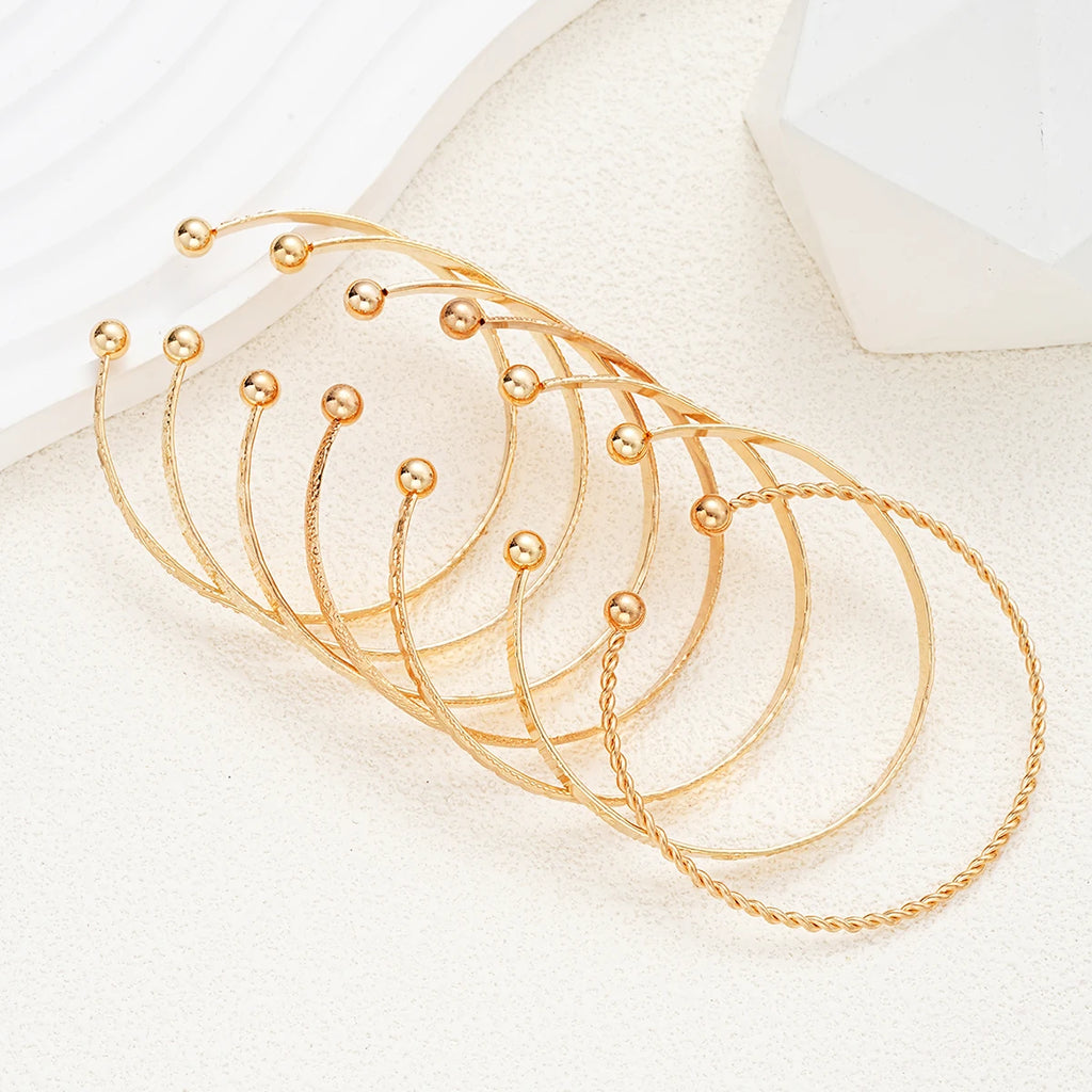 7 pezzi/set bracciali color oro
