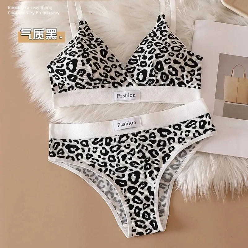 Set di biancheria intima da donna con stampa leopardata