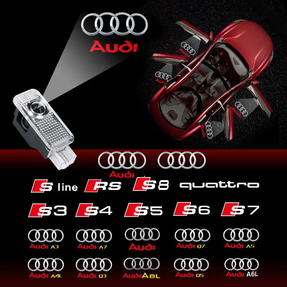 Per Audi Sline S3 S4 S5 S6 S7 RS Q7 Q5 Q3 A4 B8 8P A3 A6 C7 A5 A6L Quattro Auto Logo Porta LED Lampada di benvenuto Laser Proiettore Luce