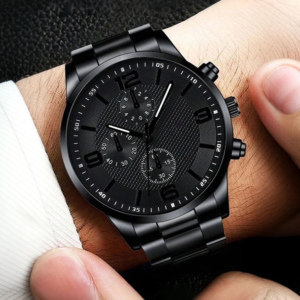 Set Business Men’s Gift Box Watch Set Fashion Trend Orologio al quarzo Bracciale Collana Anello