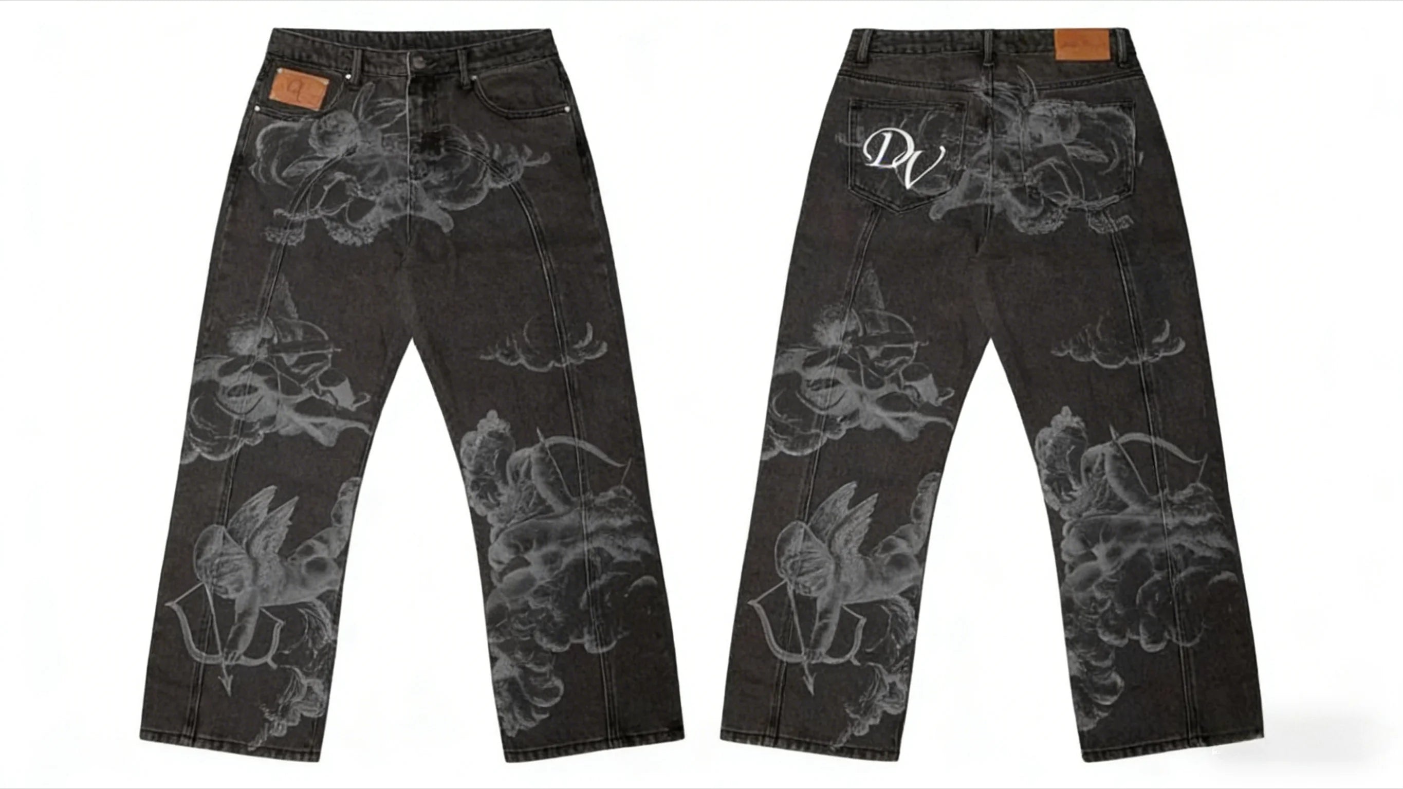 Jeans oversize Unisex a vita alta stampati Y2K Abbigliamento retrò americano Gothic Punk