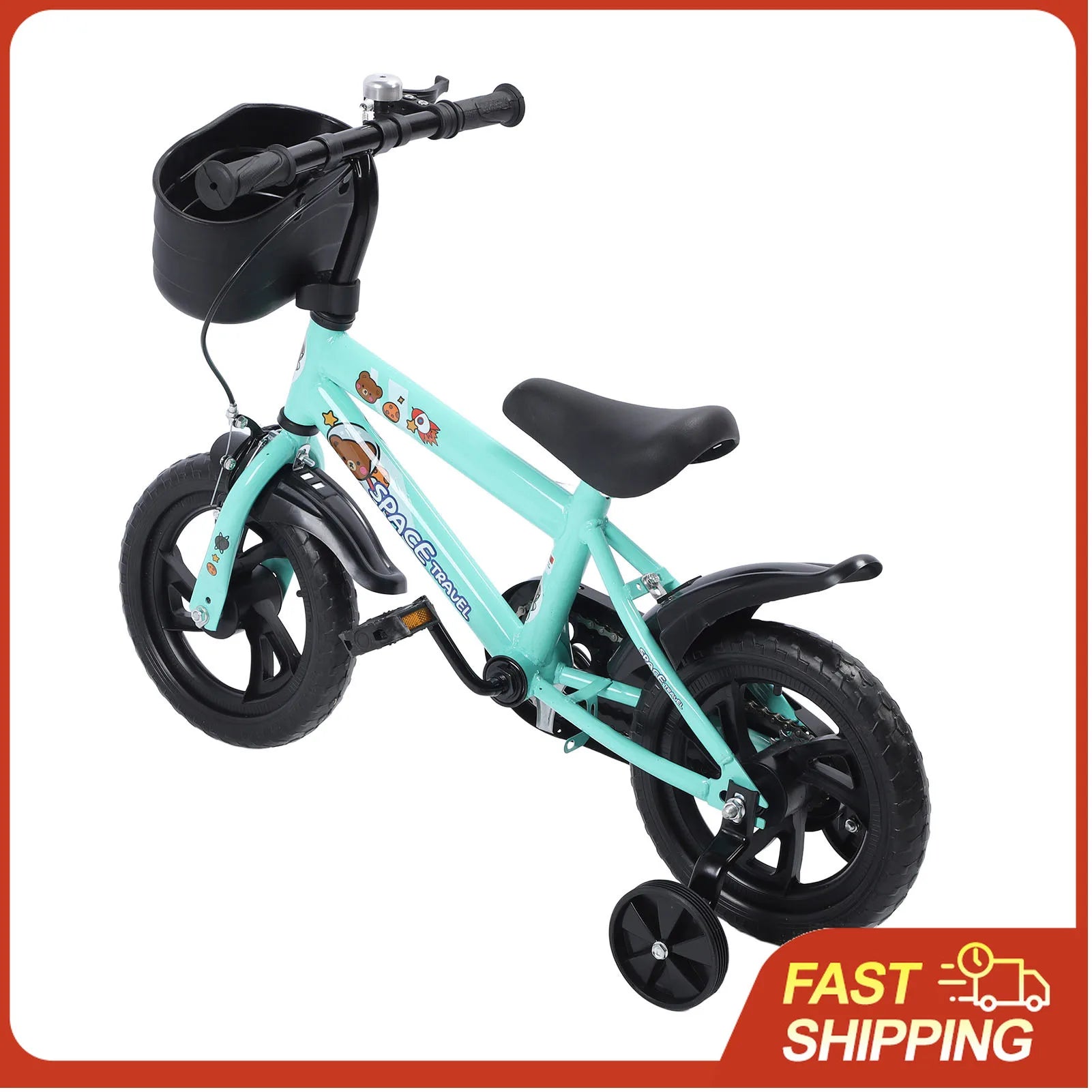 Bici per bambini da 12” con ruote da allenamento per 2-6 anni, telaio in acciaio ad alto tenore di carbonio, sedile e manubrio regolabili