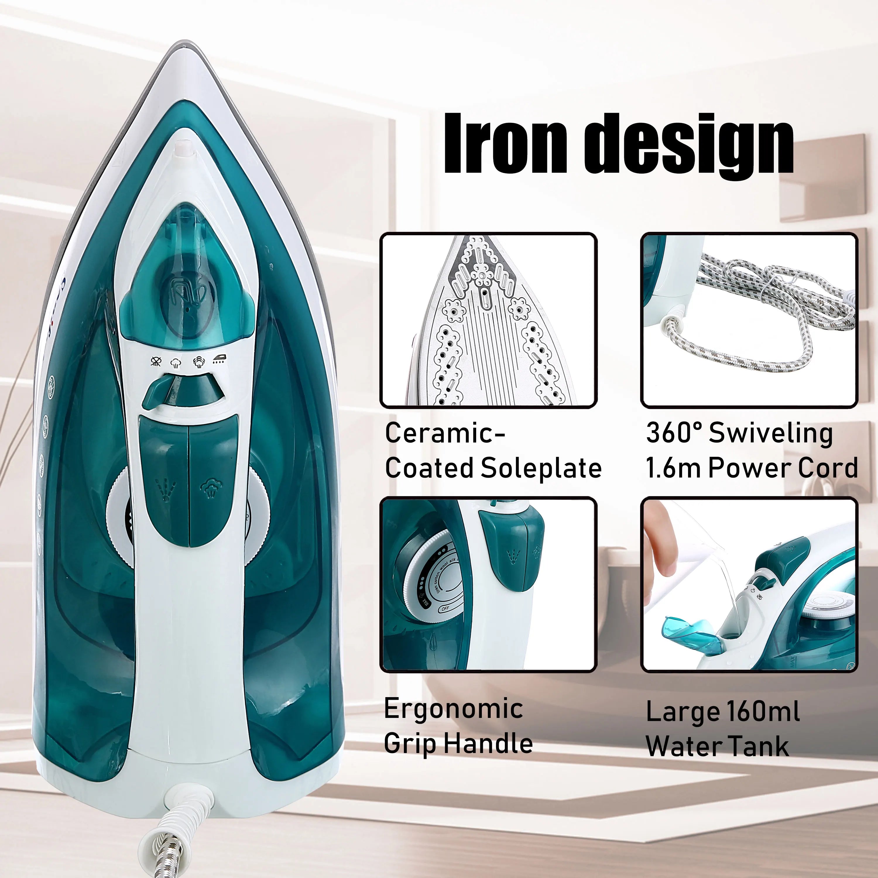 Sonifer Ferro da stiro elettrico Mini vapore portatile per indumenti Ferro da stiro a vapore per abbigliamento in ceramica regolabile