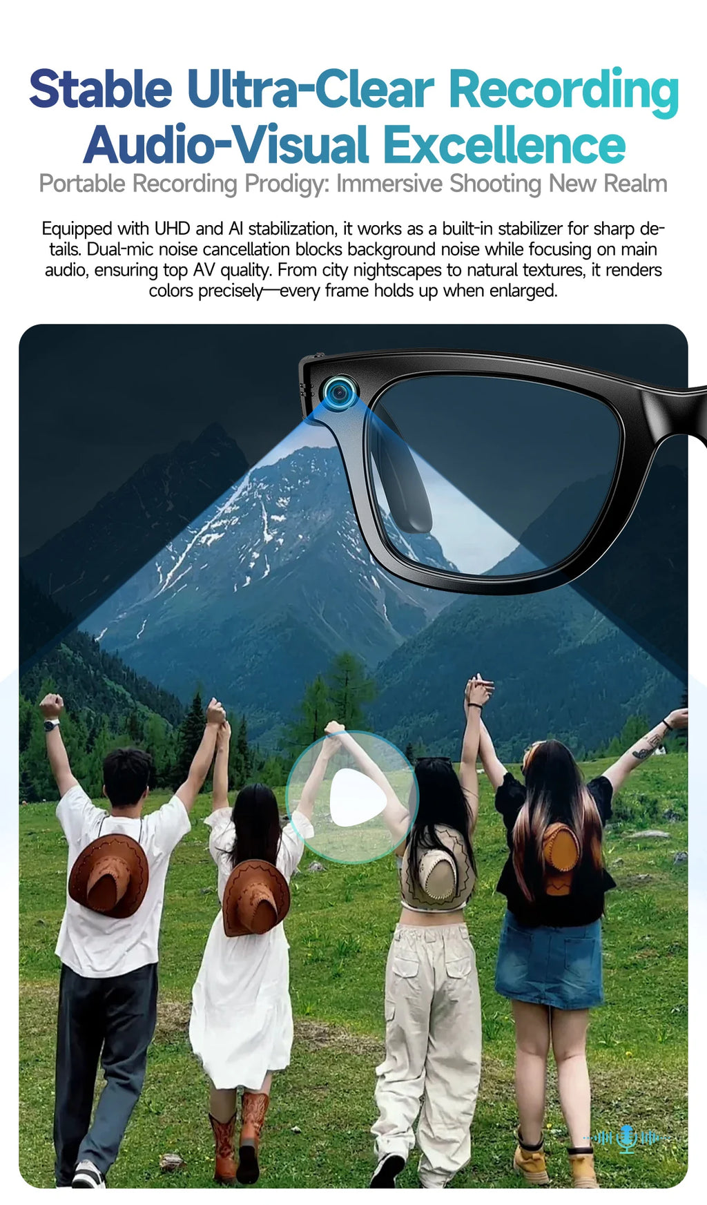 Nuova fotocamera da 800 W Occhiali AI Occhiali di traduzione intelligente che cambiano colore Foto Registrazione video Chiamata impermeabile Occhiali da sole intelligenti