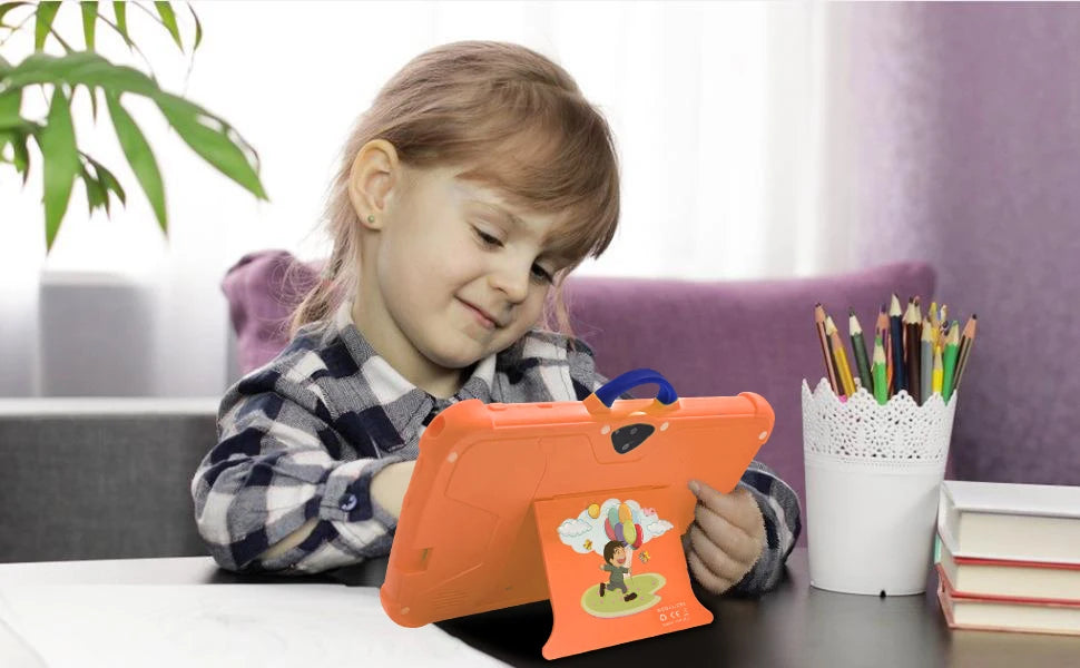 Tablet PC per bambini da 7 pollici con Android 13 Quad Core 4GB RAM 64GB ROM Apprendimento educativo Preferito dai bambini Design semplice economico