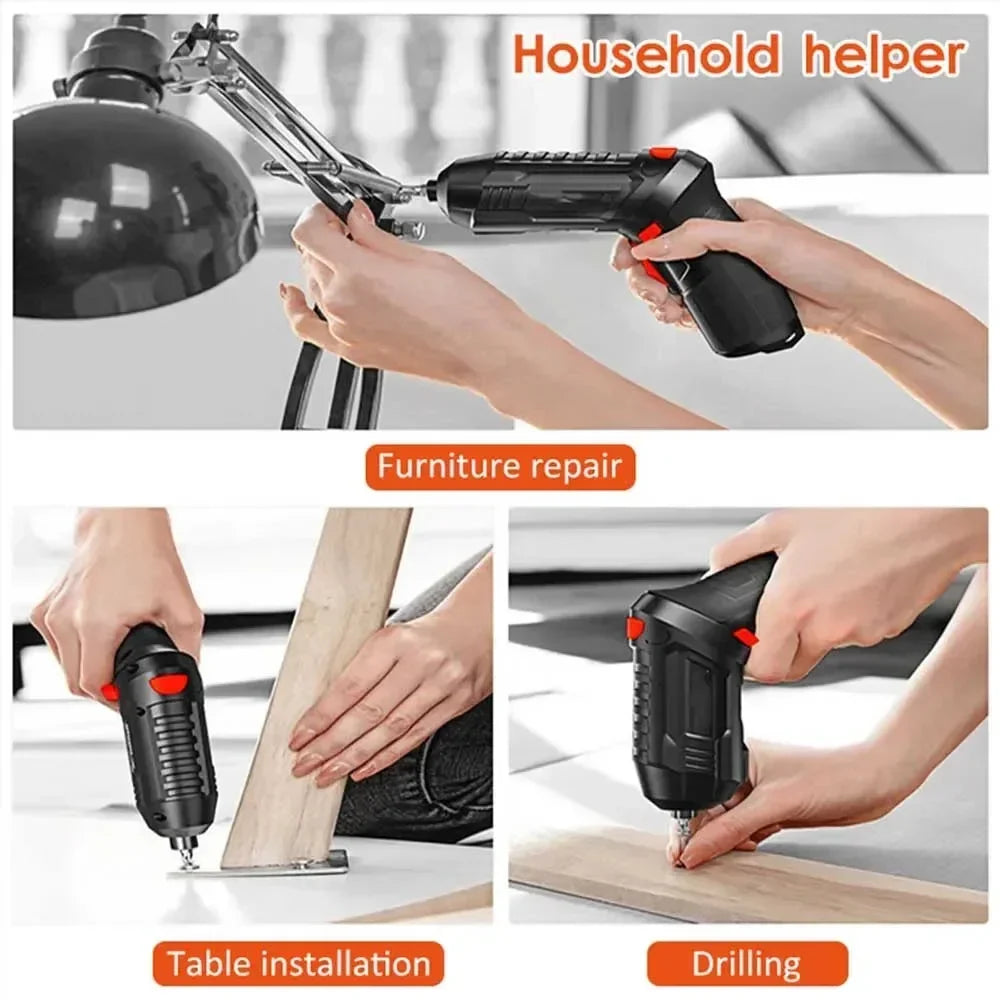 Cacciavite elettrico portatile Cordless 47 in 1 Cacciavite ricaricabile ruotato di 90 gradi con LED
