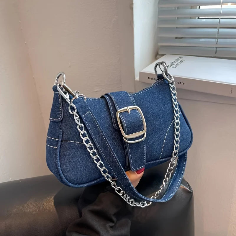 Borsa a tracolla in denim casual da donna