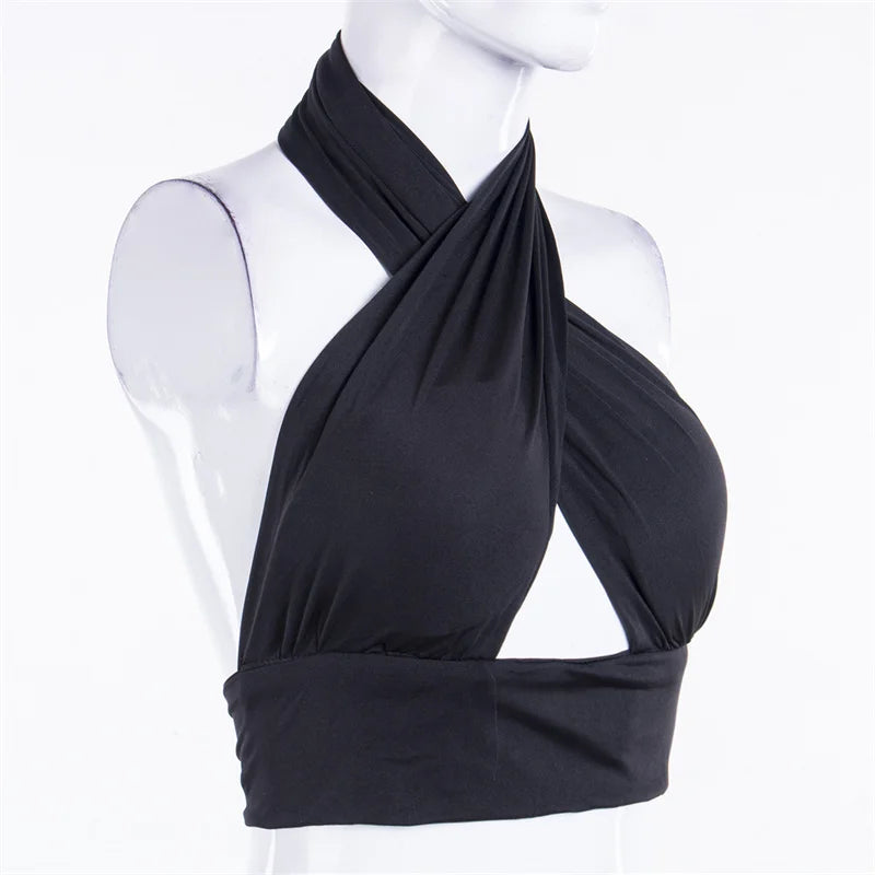 Top donna Senza maniche Wrap Front Sexy Backless