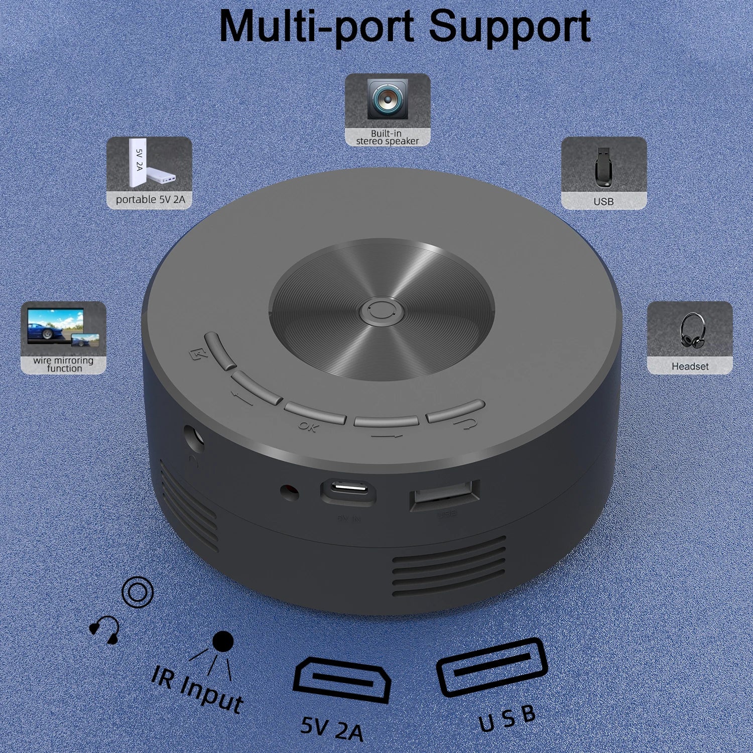 Mini proiettore YT200 per ufficio commerciale, home cinema, portatile, intelligente per esterni