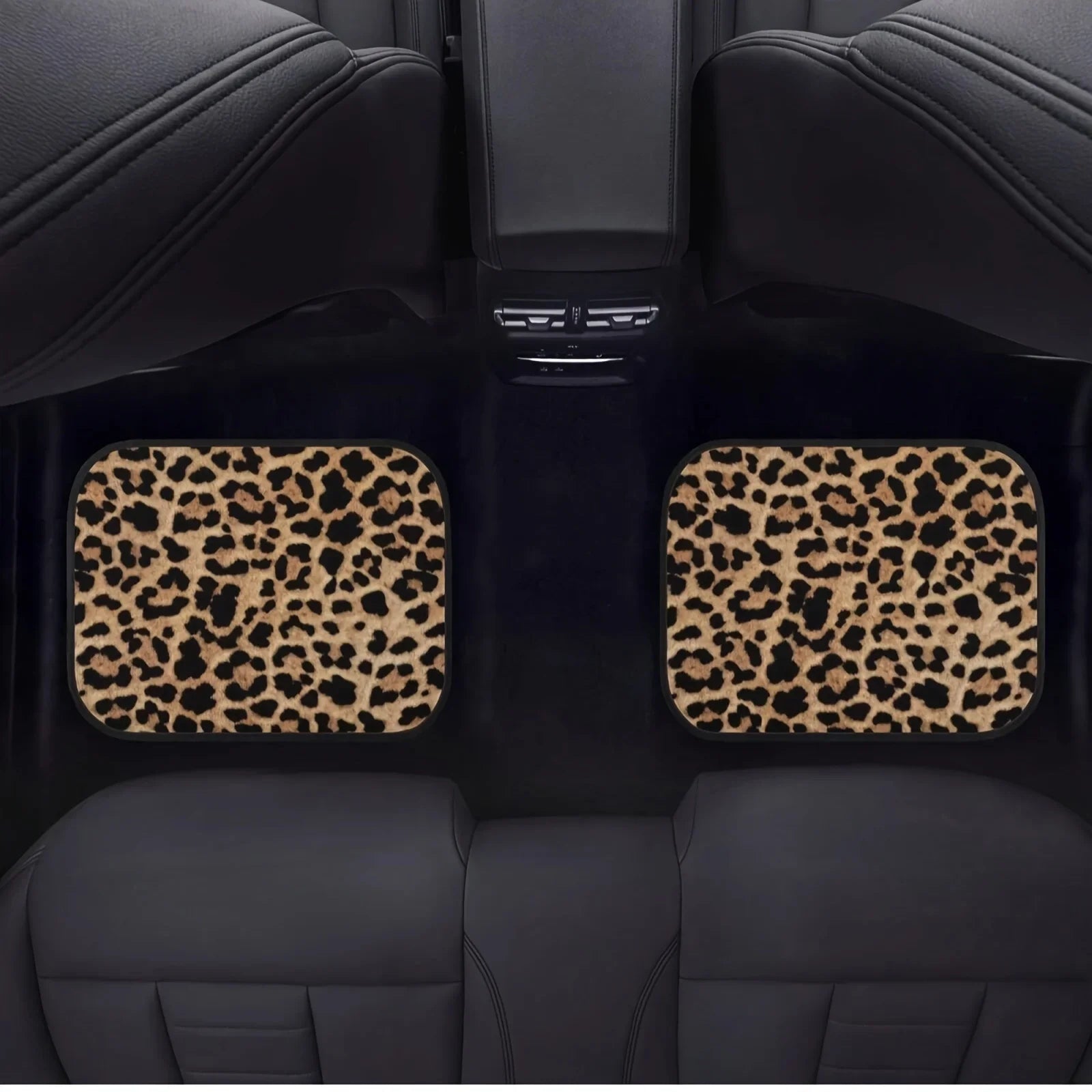 Set di tappetini per auto con stampa leopardata, dimensioni universali per tutte le stagioni per sedili anteriori e posteriori