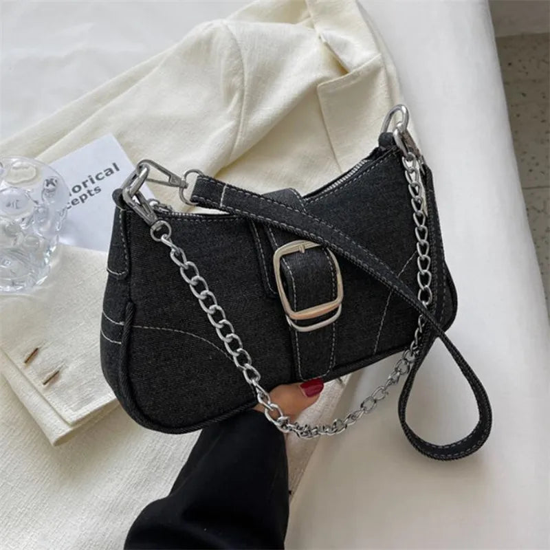 Borsa a tracolla in denim casual da donna
